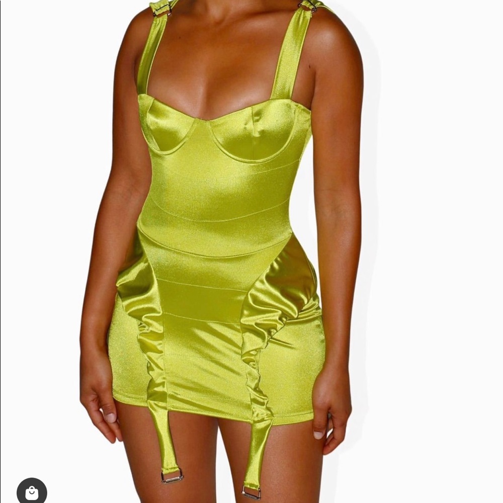 COPY - From Grayscale  Satin mini kiwi dress